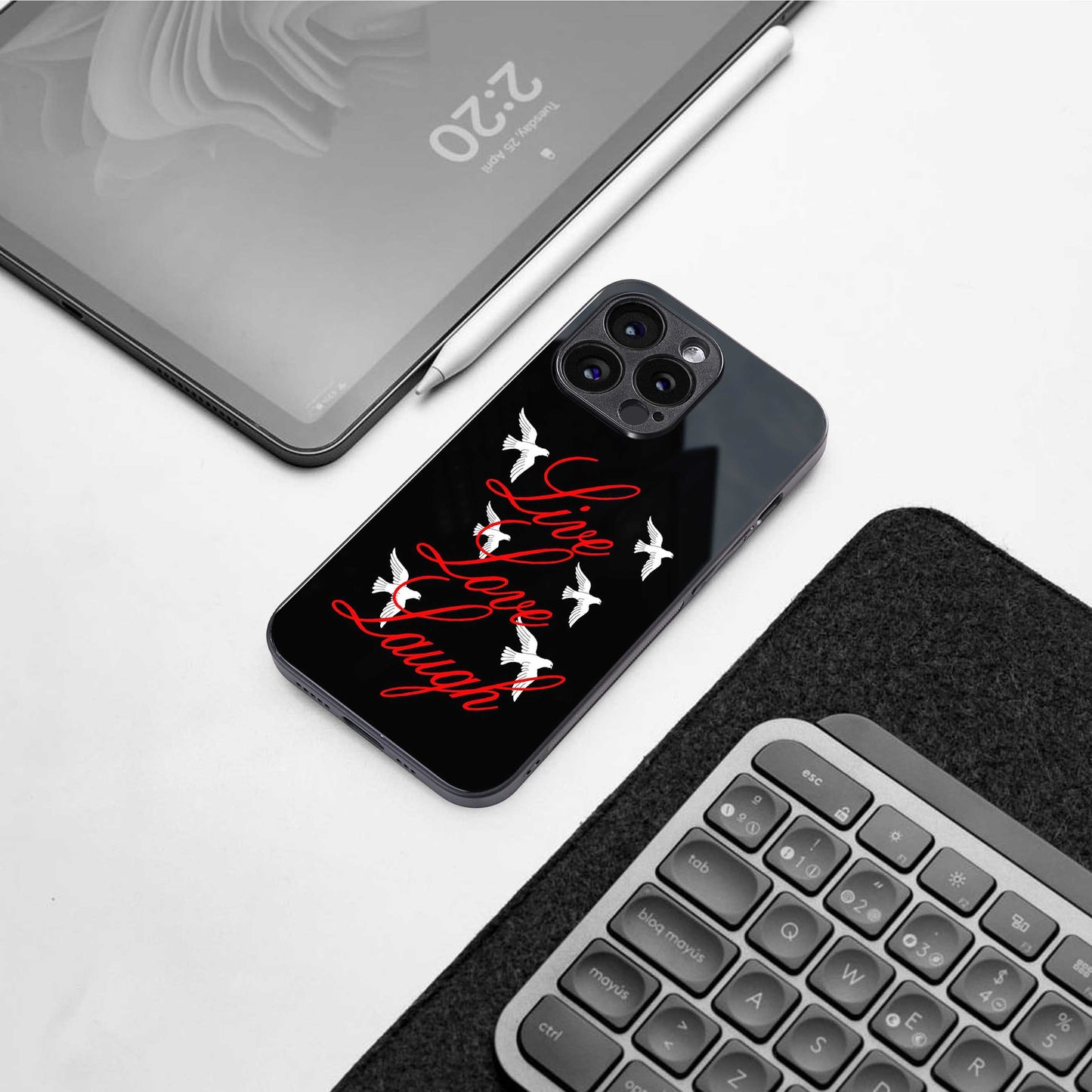 Live Love Laugh Phone Case for Iphone 16 | Glass Case
