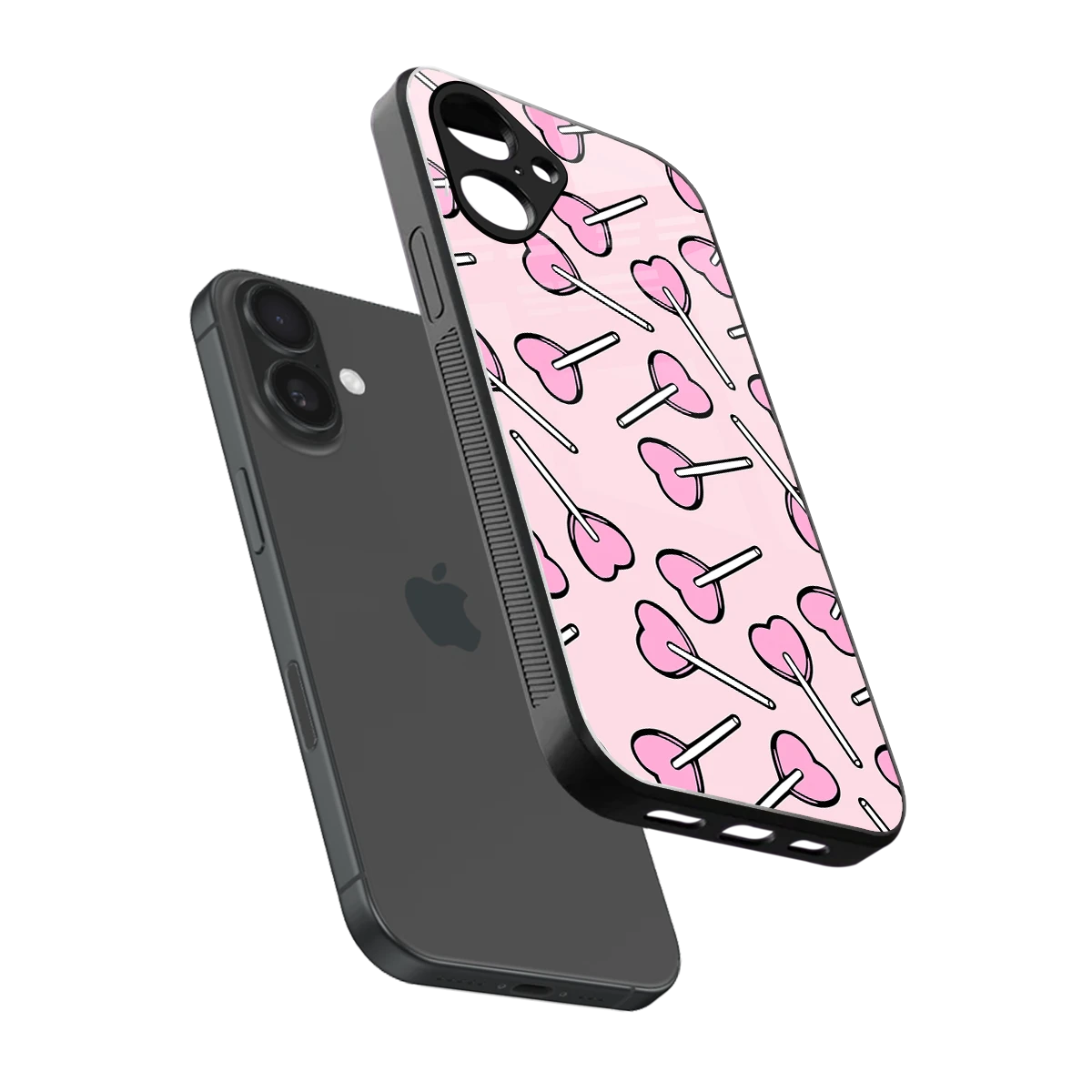 Lollipop Fusion sleek iPhone 16 cover with tempered glass back and TPU edges