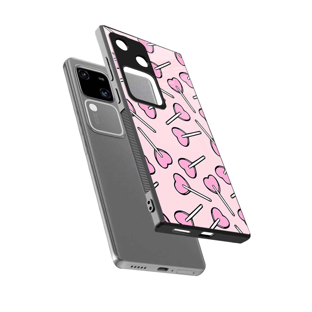 Lollipop Fusion sleek vivo v30 cover with tempered glass back and TPU edges