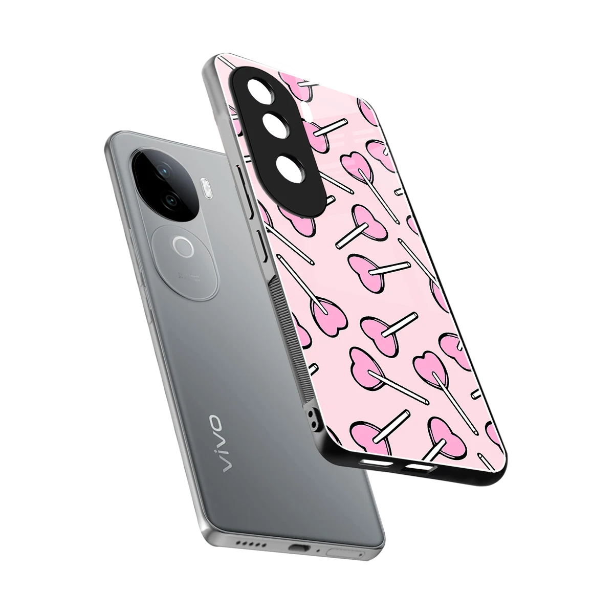 Lollipop Fusion sleek vivo v40e cover with tempered glass back and TPU edges