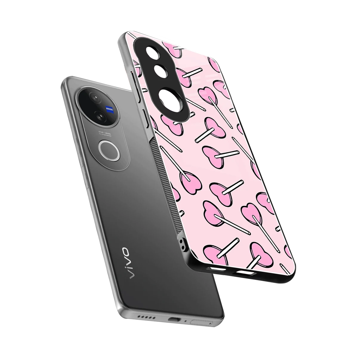 Lollipop Fusion sleek vivo v50 cover with tempered glass back and TPU edges