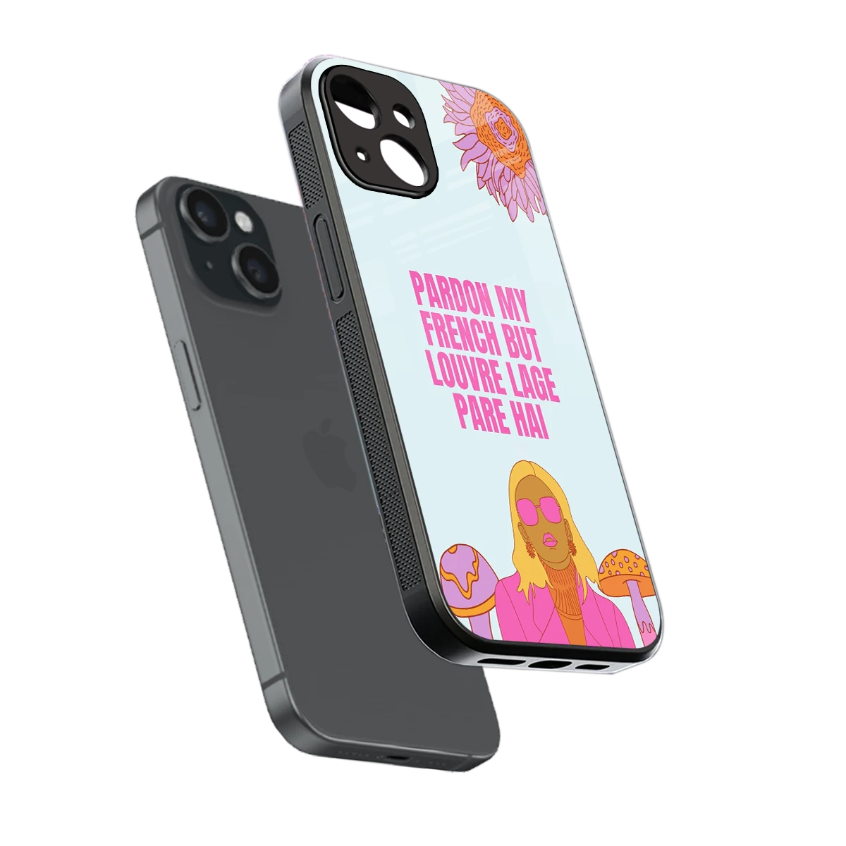 Louvre Lage Pade Hai sleek iphone 14 cover with tempered glass back and TPU edges