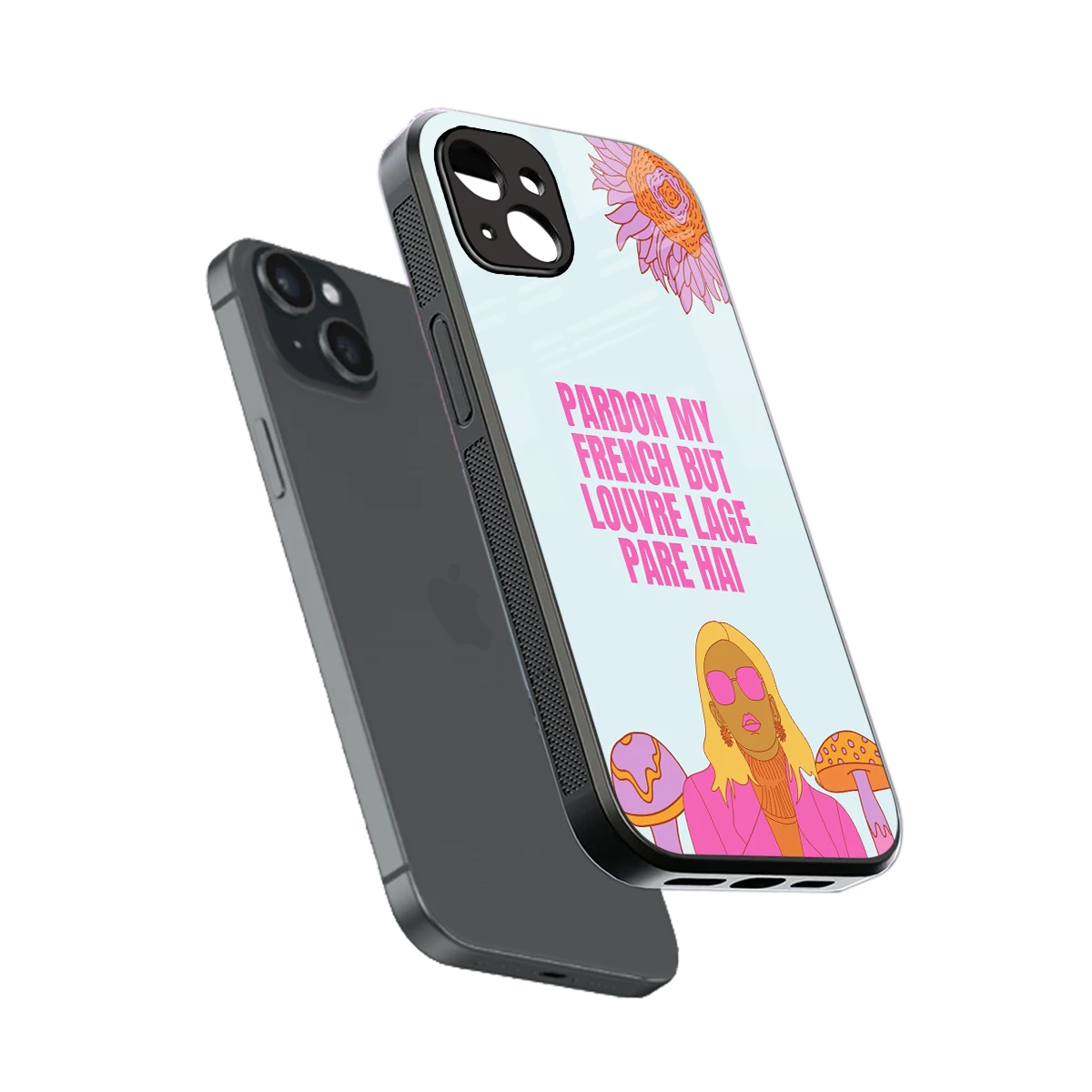 Louvre Lage Pade Hai sleek iphone 14 plus cover with tempered glass back and TPU edges
