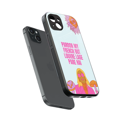 Louvre Lage Pade Hai sleek iphone 14 plus cover with tempered glass back and TPU edges