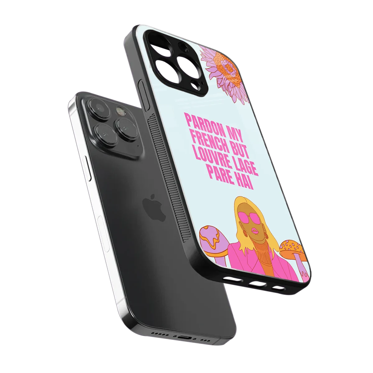 Louvre Lage Pade Hai sleek iphone 16 pro max cover with tempered glass back and TPU edges