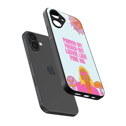 Louvre Lage Pade Hai sleek iPhone 16 cover with tempered glass back and TPU edges