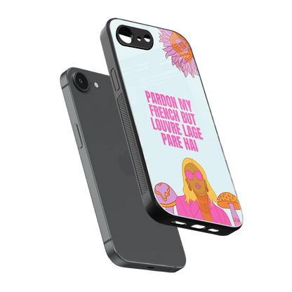Louvre Lage Pade Hai sleek iphone 16e cover with tempered glass back and TPU edges