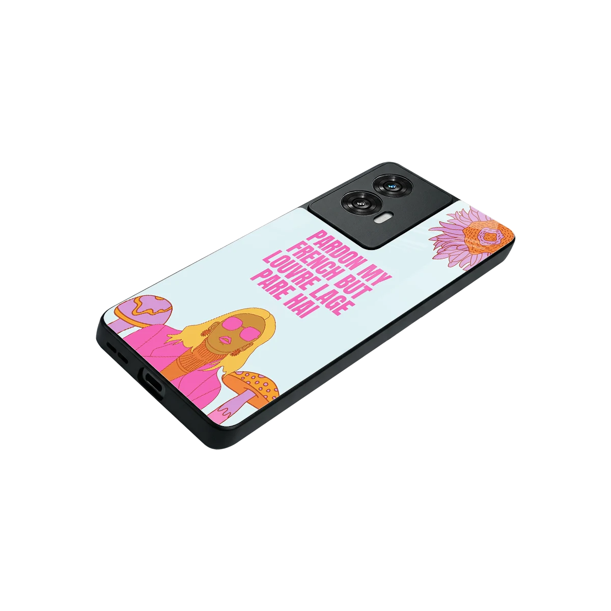 Louvre Lage Pade Hai stylish phone case for motorola edge 50 fusion | glossy glass and slim fit