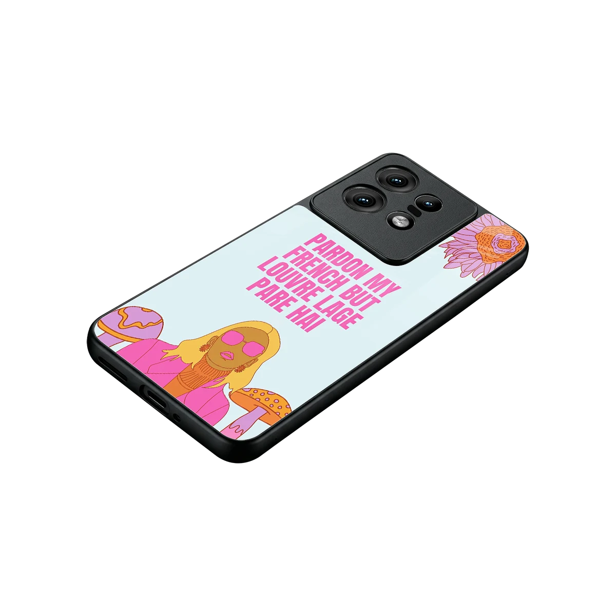 Louvre Lage Pade Hai stylish phone case for motorola edge 50 pro | glossy glass and slim fit