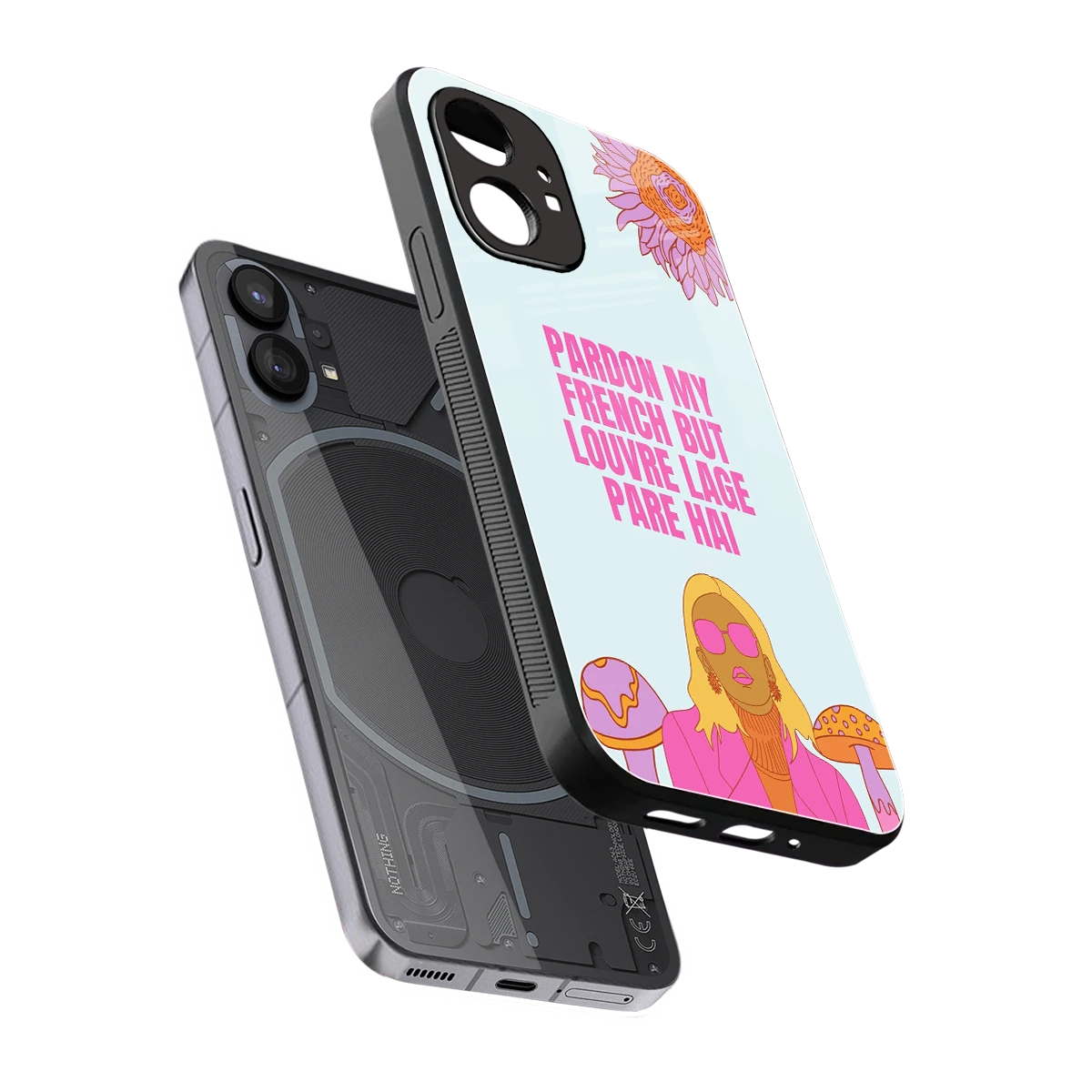 Louvre Lage Pade Hai sleek nothing phone 1 cover with tempered glass back and TPU edges
