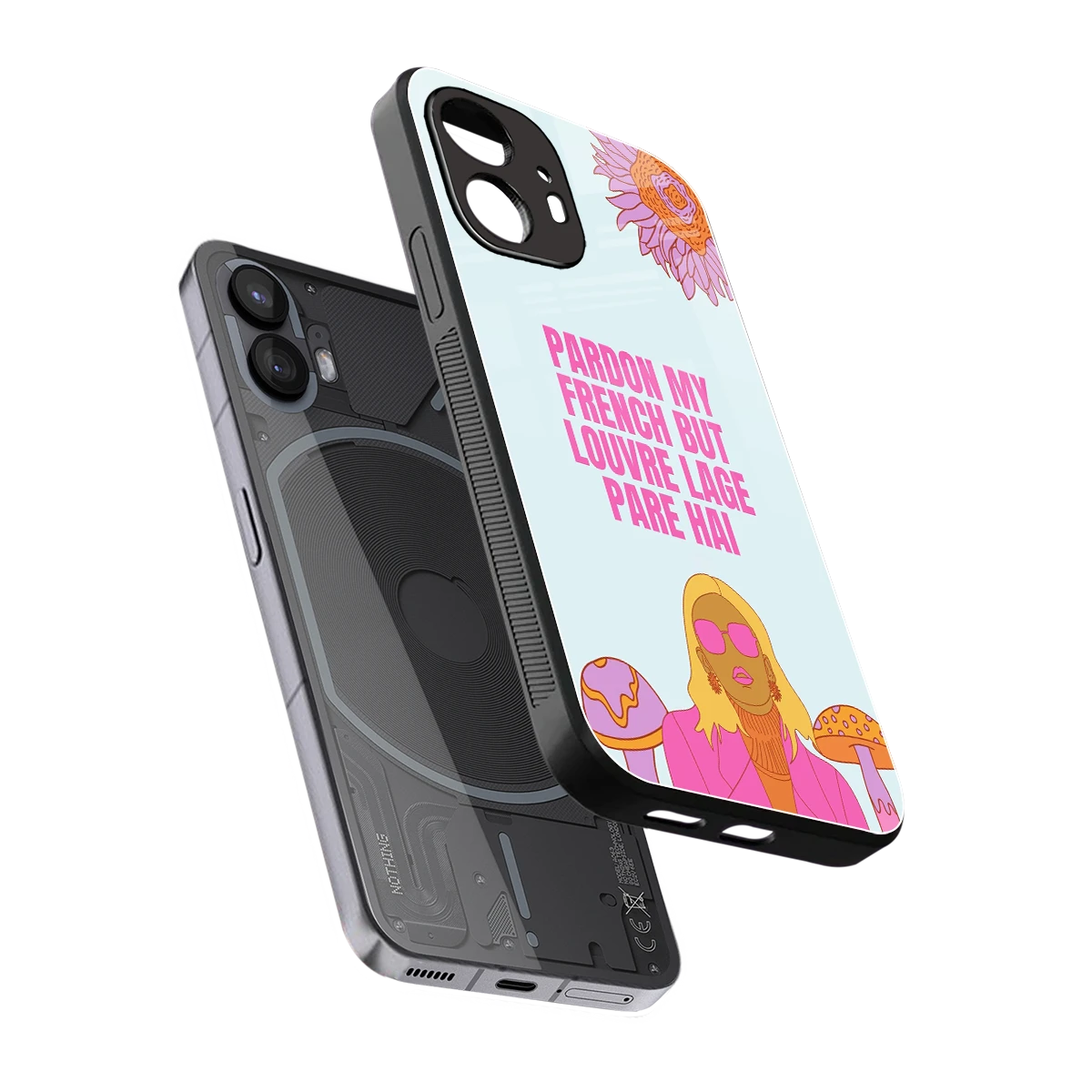 Louvre Lage Pade Hai sleek nothing phone 2 cover with tempered glass back and TPU edges