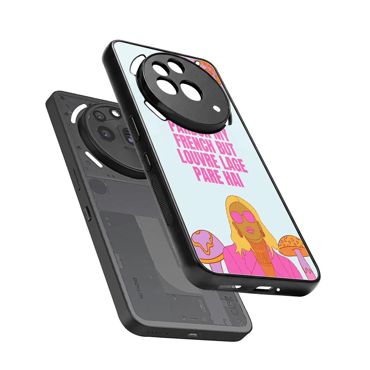 Louvre Lage Pade Hai sleek nothing phone 3a pro cover with tempered glass back and TPU edges