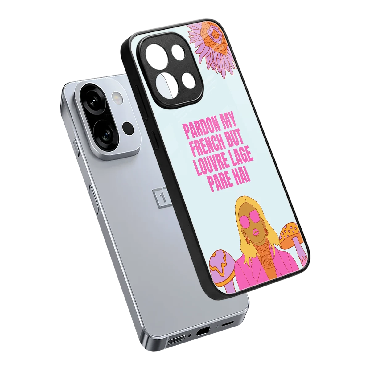 Louvre Lage Pade Hai sleek oneplus 13s cover with tempered glass back and TPU edges