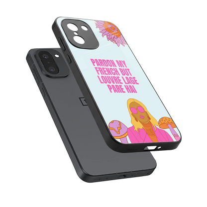 Louvre Lage Pade Hai sleek oneplus 15r cover with tempered glass back and TPU edges