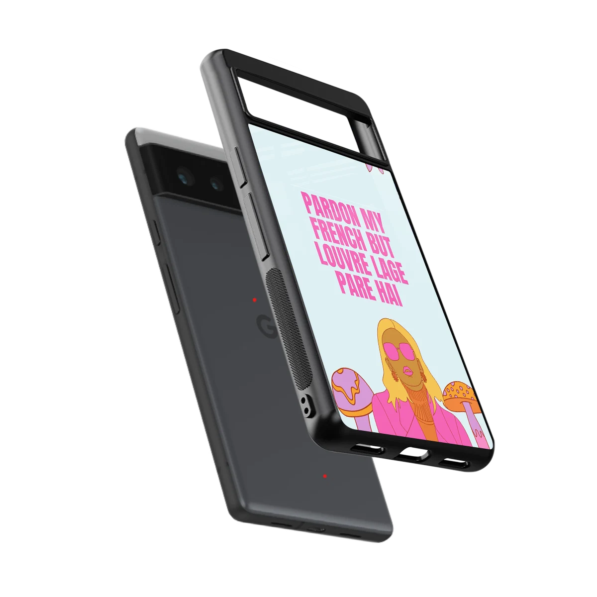 Louvre Lage Pade Hai sleek google pixel 6 cover with tempered glass back and TPU edges