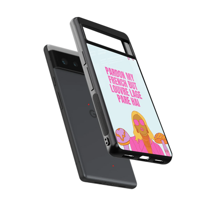Louvre Lage Pade Hai sleek google pixel 6 cover with tempered glass back and TPU edges