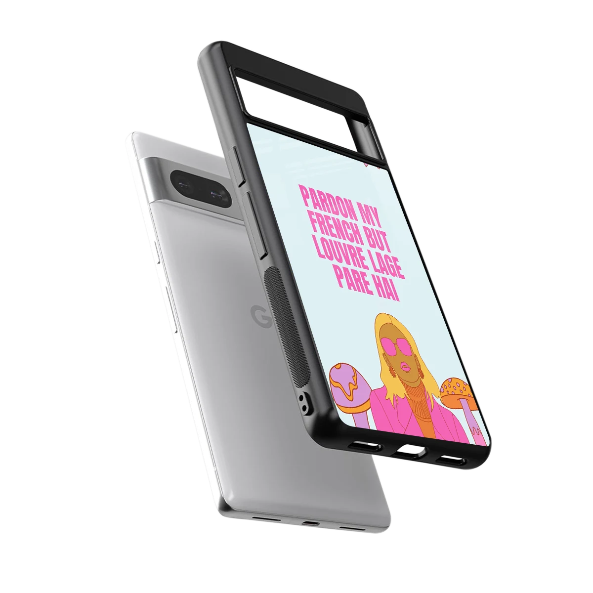 Louvre Lage Pade Hai sleek google pixel 7a cover with tempered glass back and TPU edges