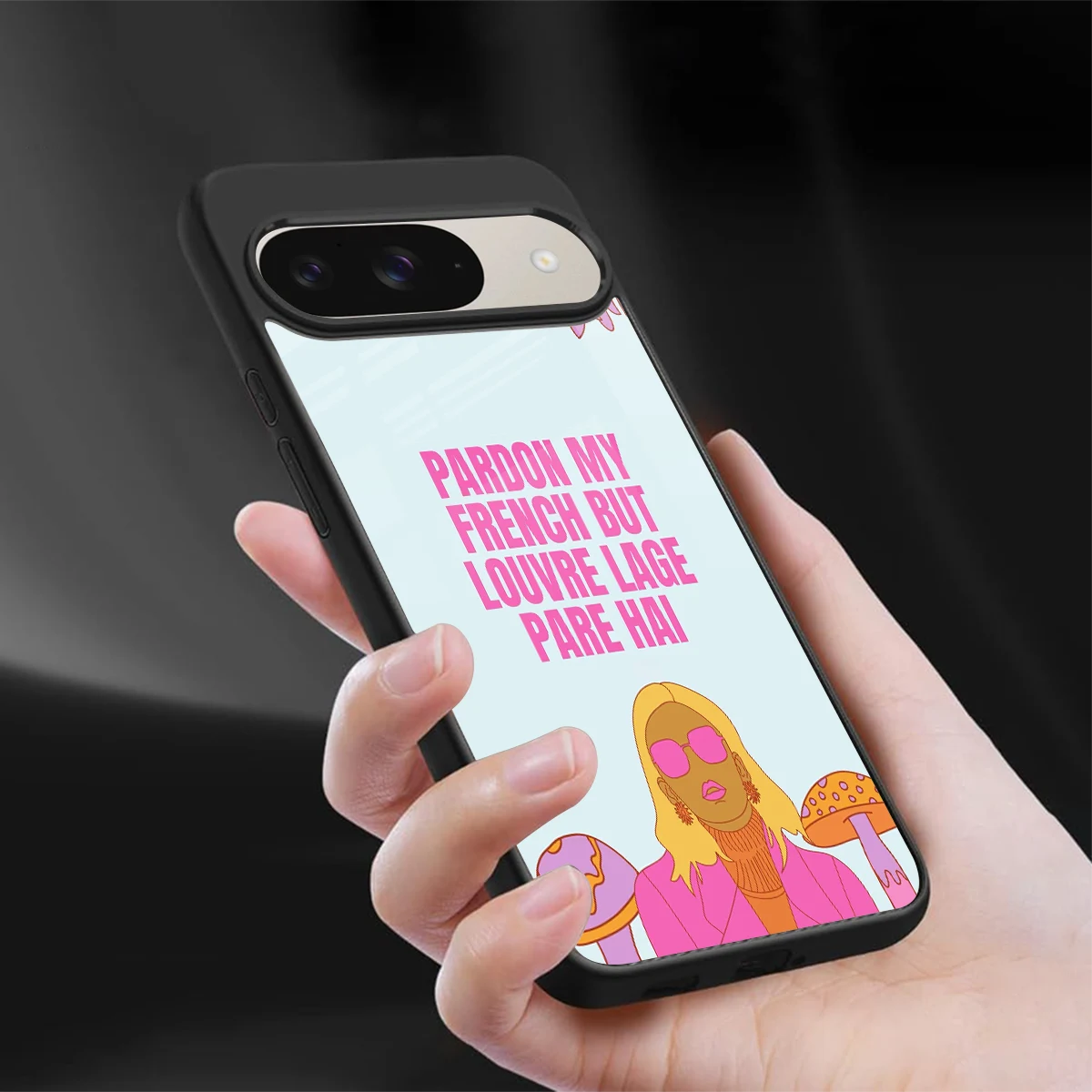 Louvre Lage Pade Hai sleek google pixel 9 cover with tempered glass back and TPU edges