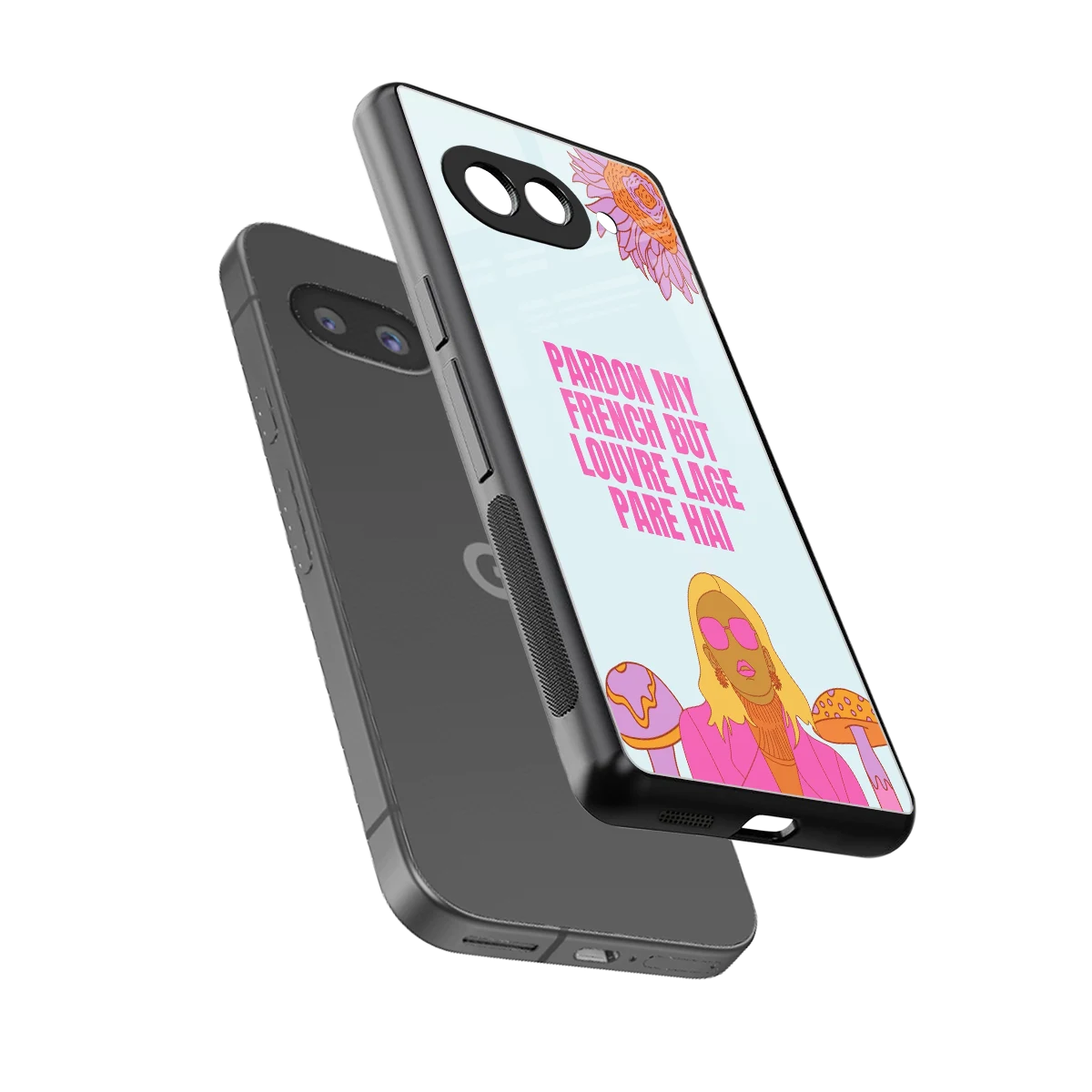 Louvre Lage Pade Hai sleek google pixel 9a cover with tempered glass back and TPU edges