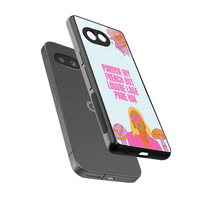 Louvre Lage Pade Hai sleek google pixel 9a cover with tempered glass back and TPU edges
