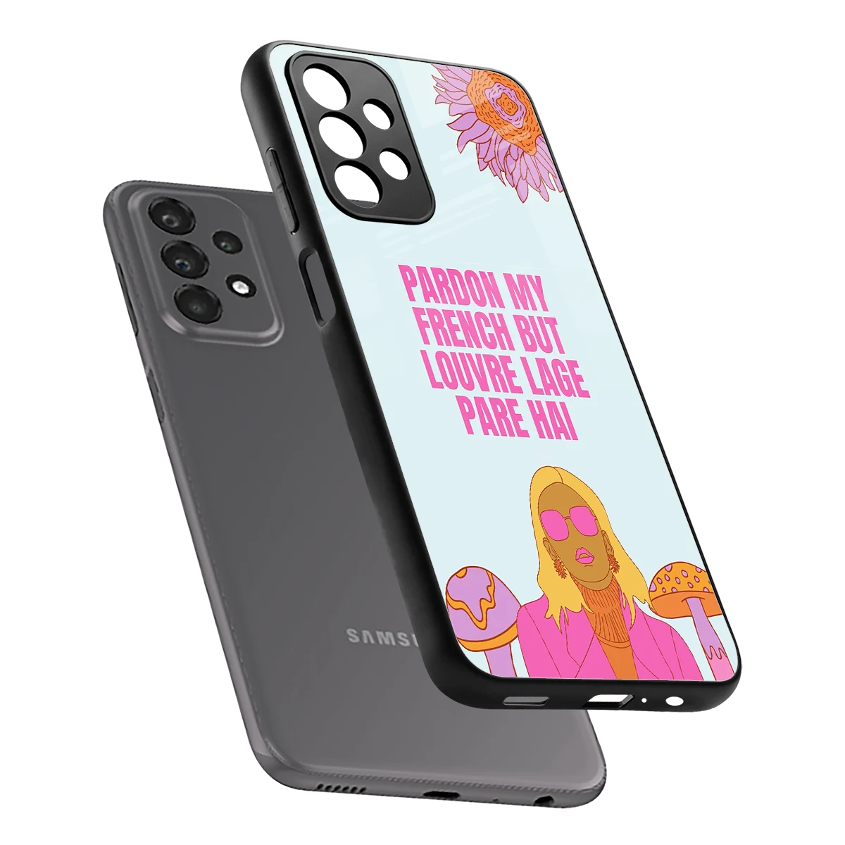 Louvre Lage Pade Hai sleek samsung galaxy a23 cover with tempered glass back and TPU edges