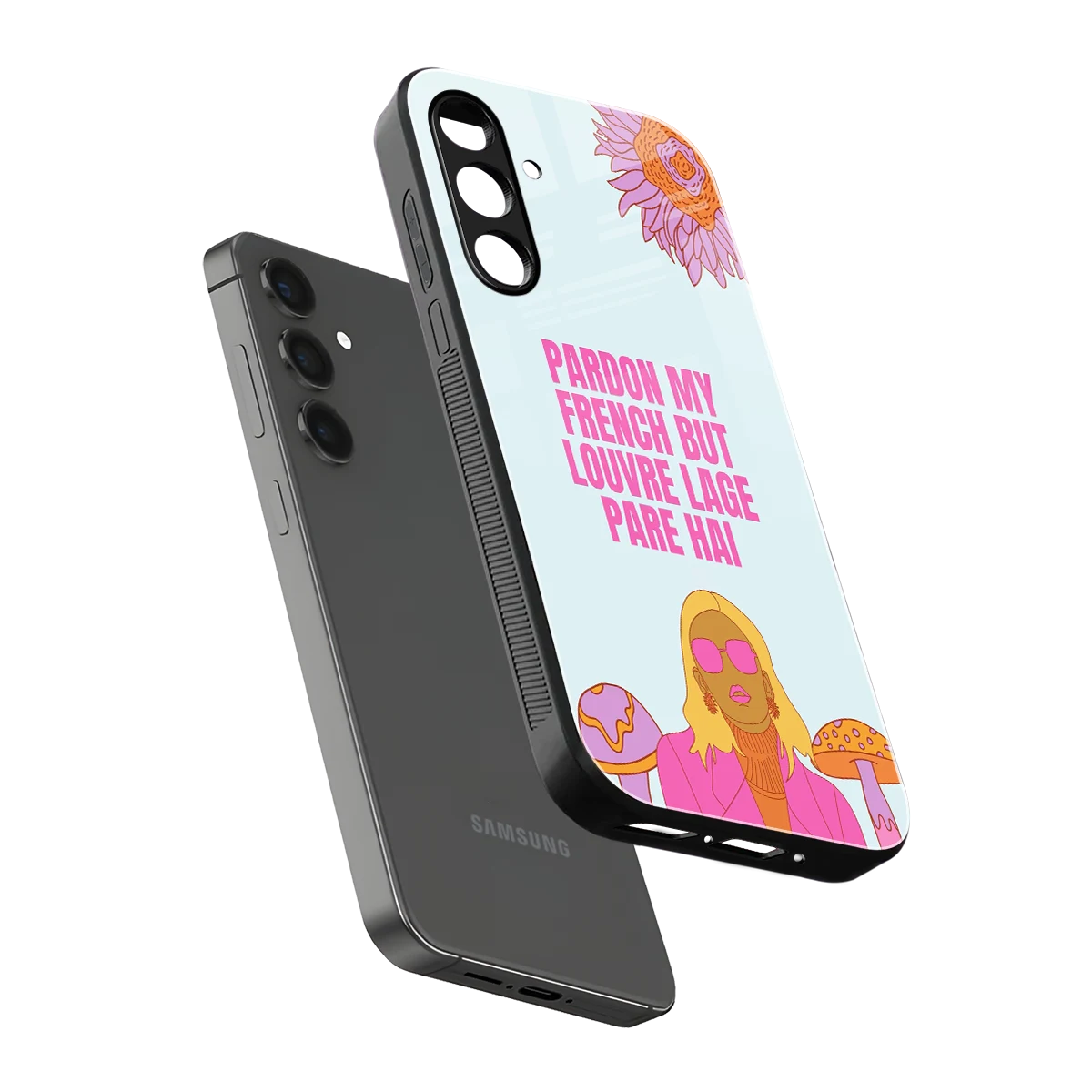 Louvre Lage Pade Hai sleek samsung galaxy a55 5g cover with tempered glass back and TPU edges