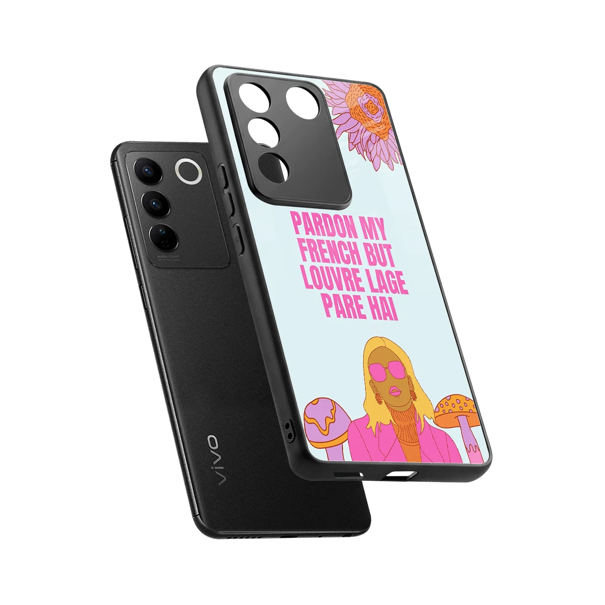 Louvre Lage Pade Hai sleek vivo v27 5g cover with tempered glass back and TPU edges