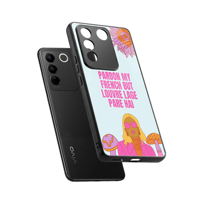 Louvre Lage Pade Hai sleek vivo v27 5g cover with tempered glass back and TPU edges