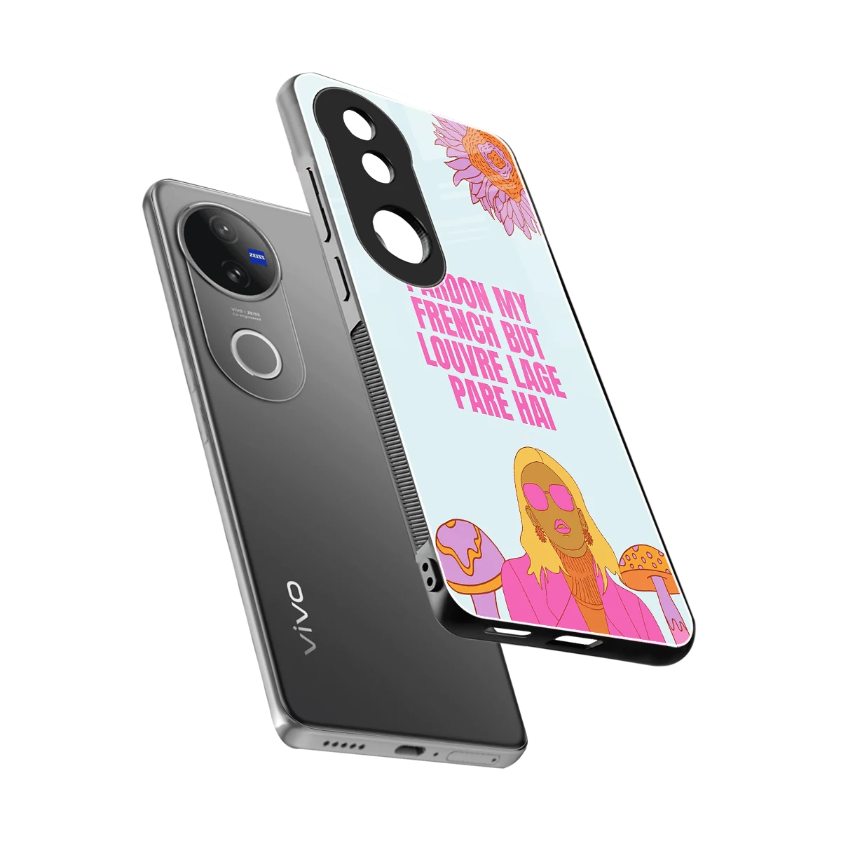 Louvre Lage Pade Hai sleek vivo v50 cover with tempered glass back and TPU edges