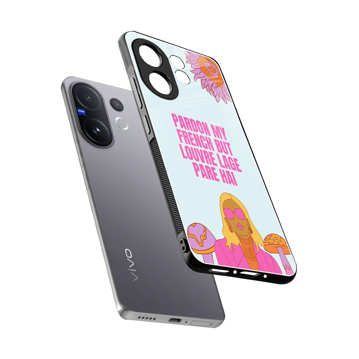 Louvre Lage Pade Hai sleek vivo v60 cover with tempered glass back and TPU edges