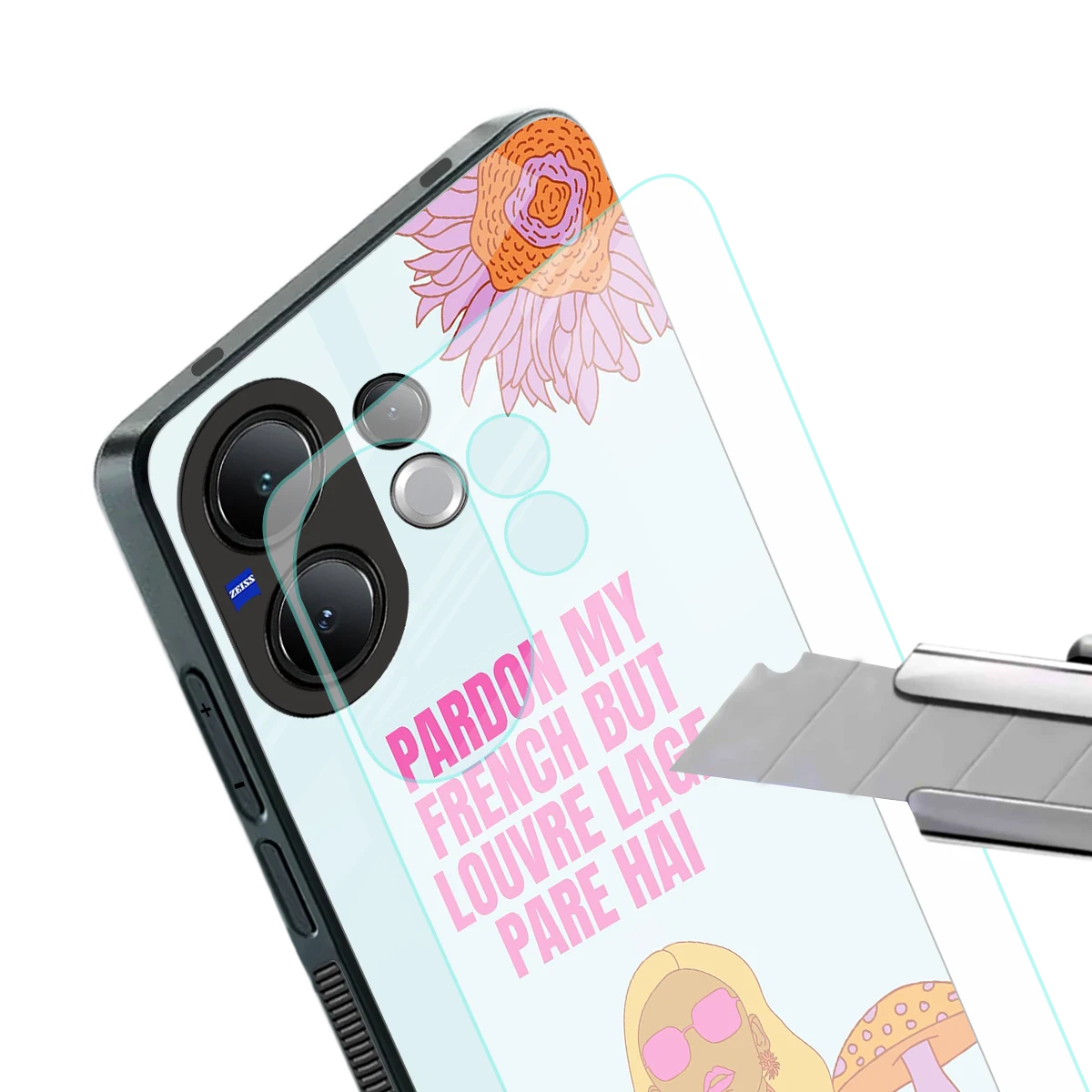 Louvre Lage Pade Hai stylish phone case for vivo v60 | glossy glass and slim fit