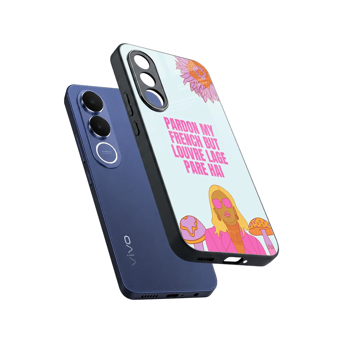 Louvre Lage Pade Hai sleek vivo v70 fe cover with tempered glass back and TPU edges