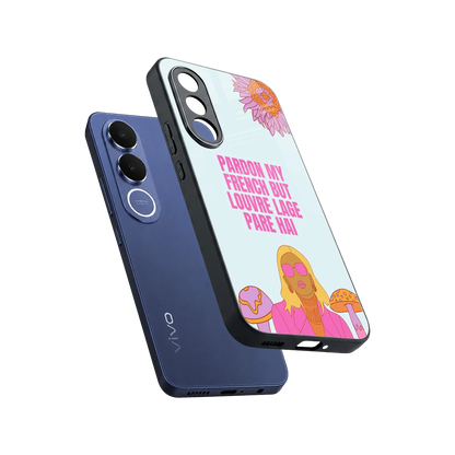 Louvre Lage Pade Hai sleek vivo v70 fe cover with tempered glass back and TPU edges