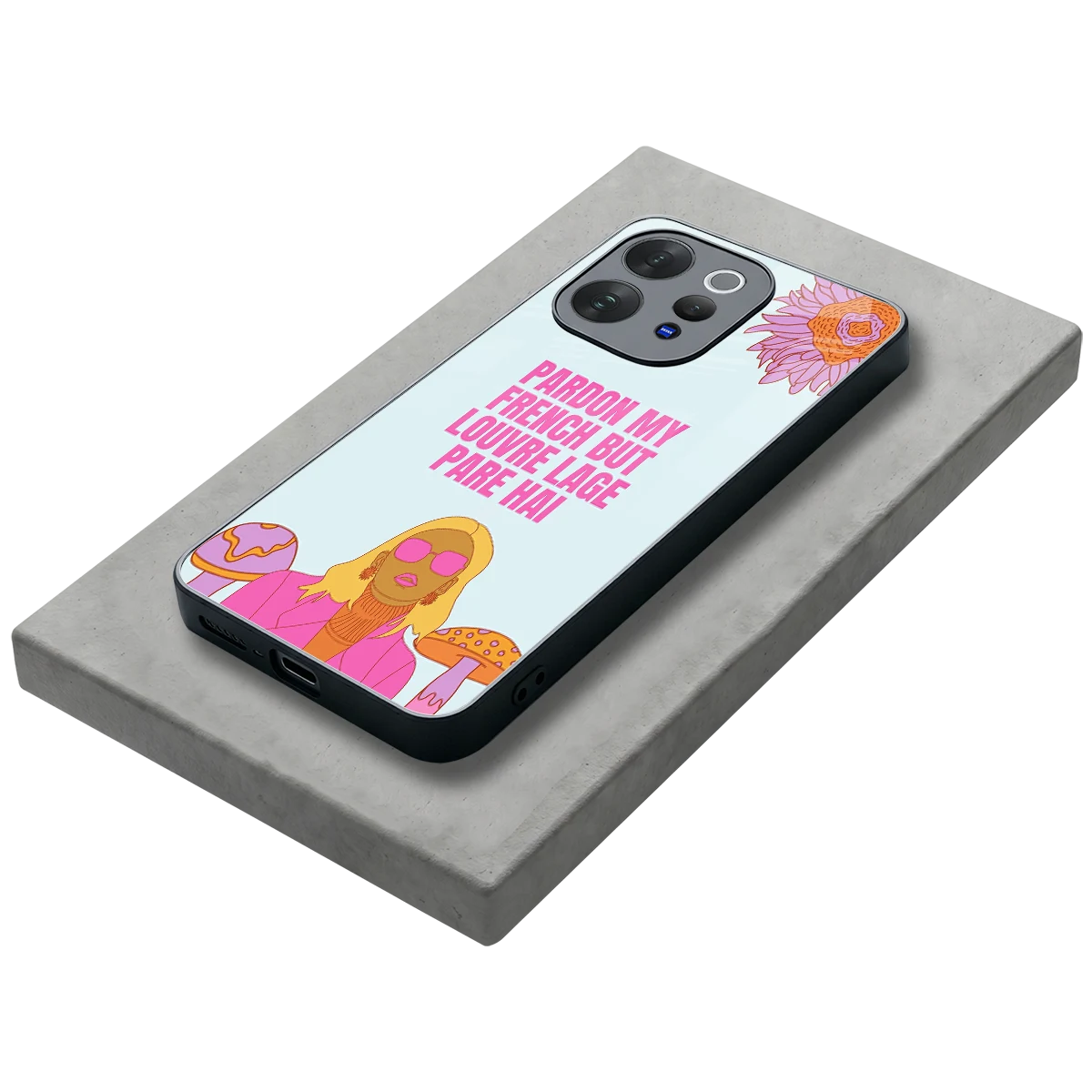 Louvre Lage Pade Hai stylish phone case for vivo v70 | glossy glass and slim fit