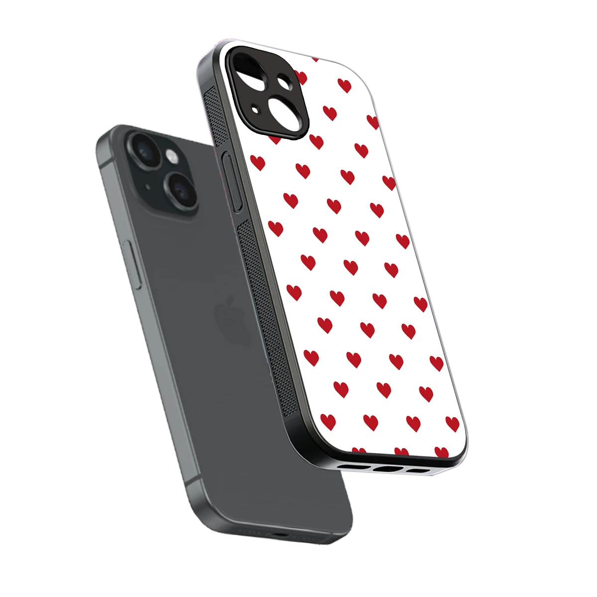 Love Patch sleek iphone 15 cover with tempered glass back and TPU edges