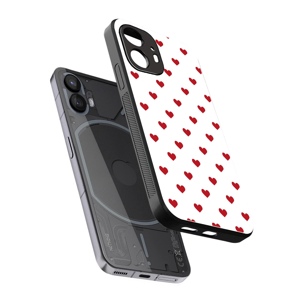 Love Patch sleek nothing phone 2 cover with tempered glass back and TPU edges