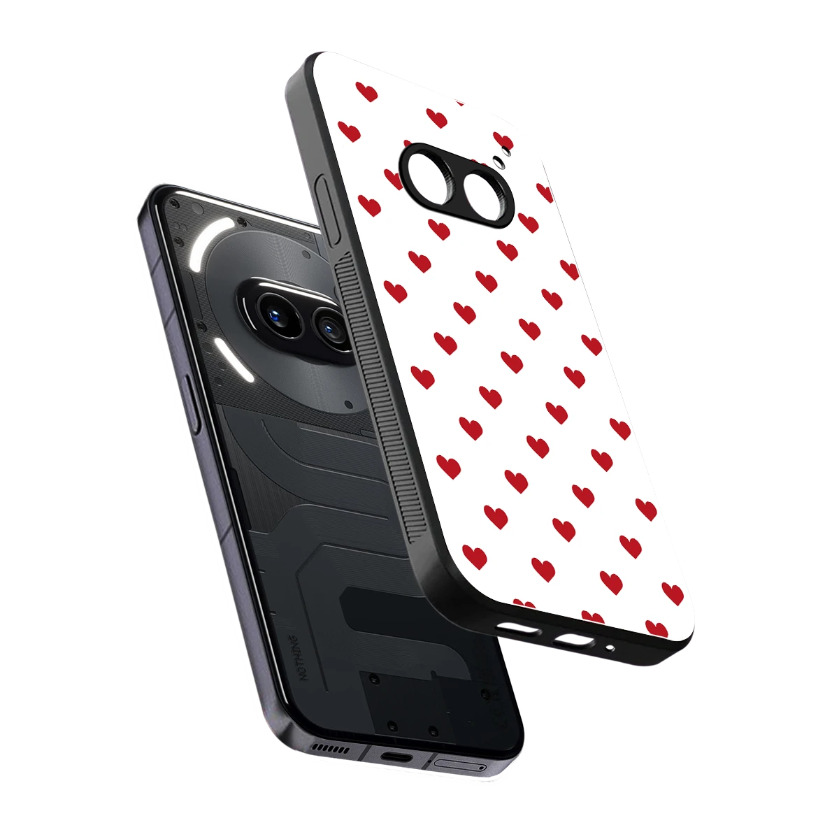 Love Patch sleek nothing phone 2a cover with tempered glass back and TPU edges