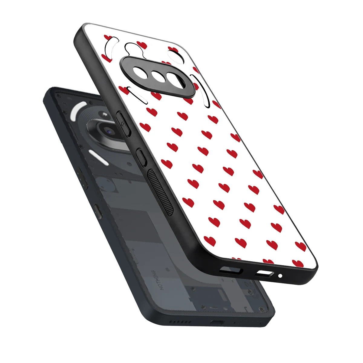 Love Patch sleek nothing phone 3a cover with tempered glass back and TPU edges