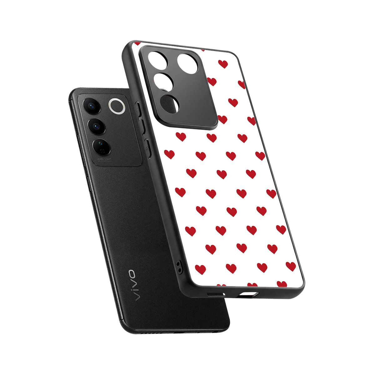 Love Patch sleek vivo v27 5g cover with tempered glass back and TPU edges