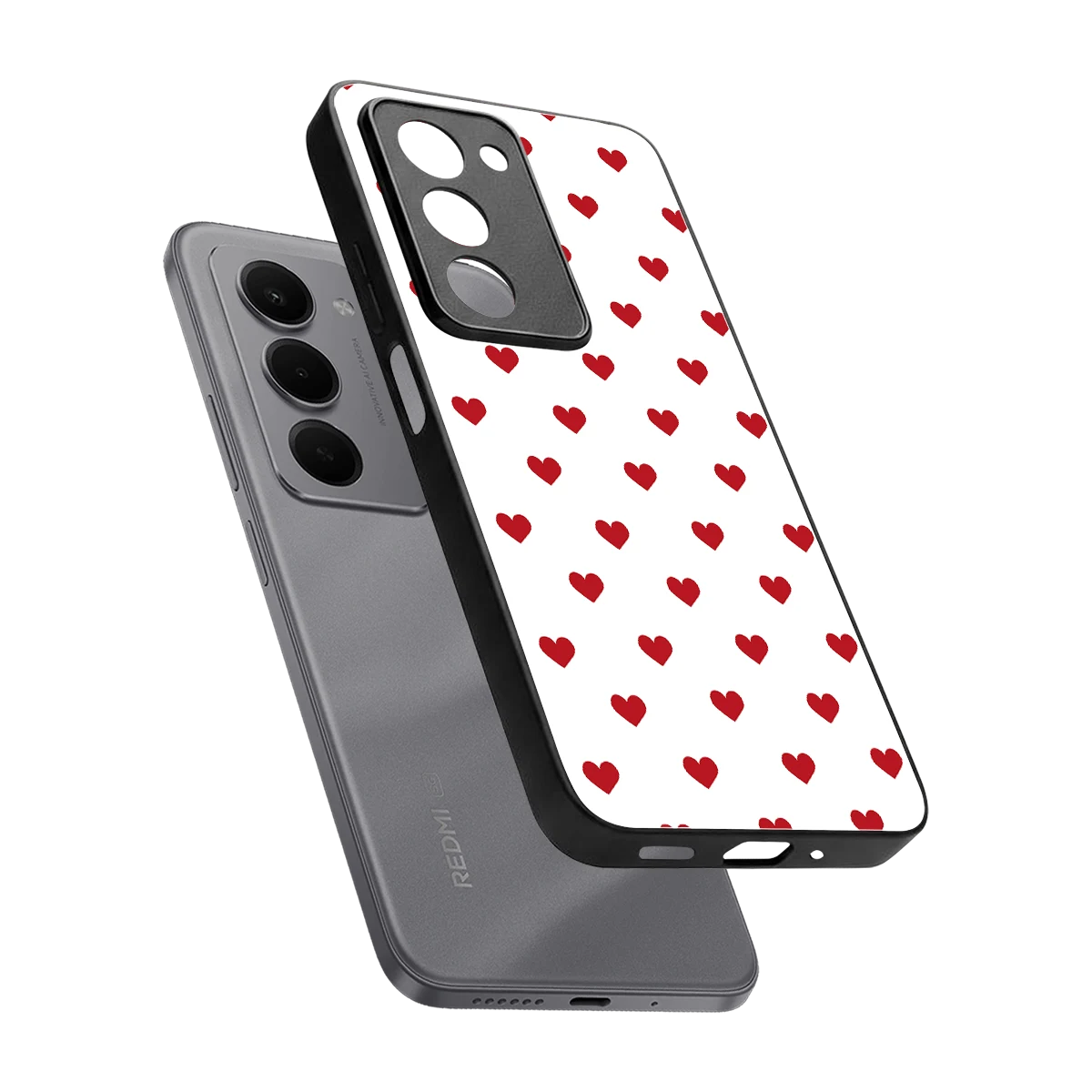 Love Patch sleek redmi 15 5g cover with tempered glass back and TPU edges