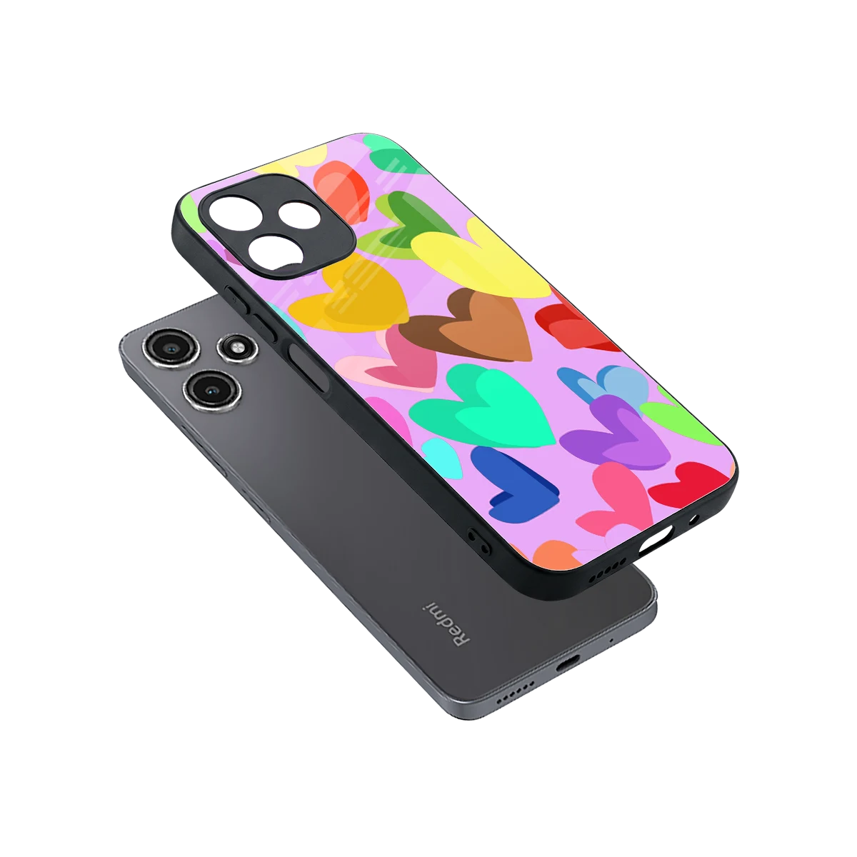 Love Spectrum sleek redmi 12 5g cover with tempered glass back and TPU edges
