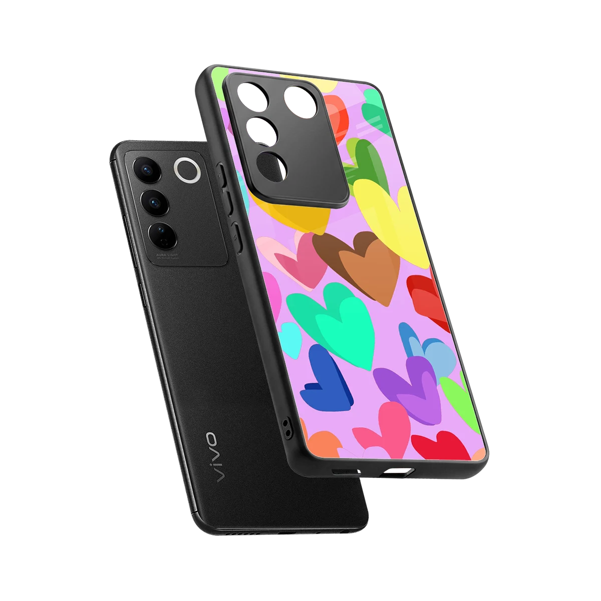 Love Spectrum sleek vivo v27 5g cover with tempered glass back and TPU edges