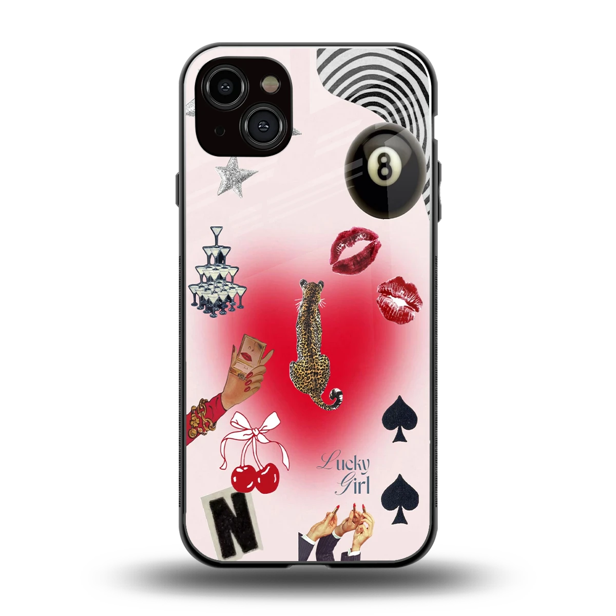 Lucky Charm back phone cover | glass case for iphone 15 plus
