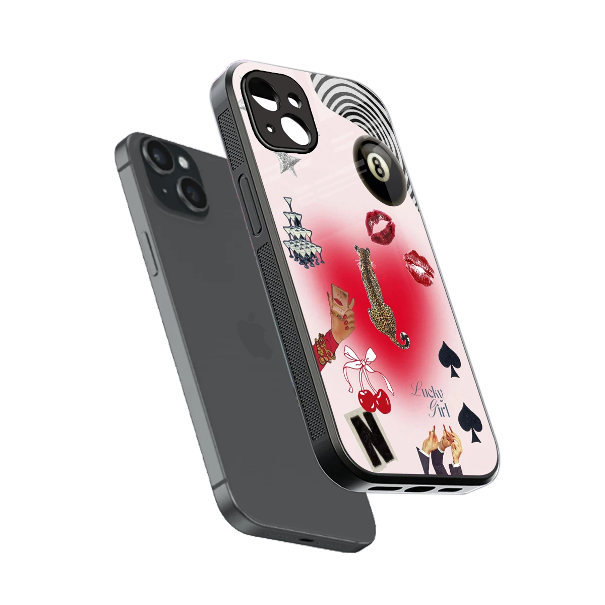 Lucky Charm sleek iphone 14 plus cover with tempered glass back and TPU edges