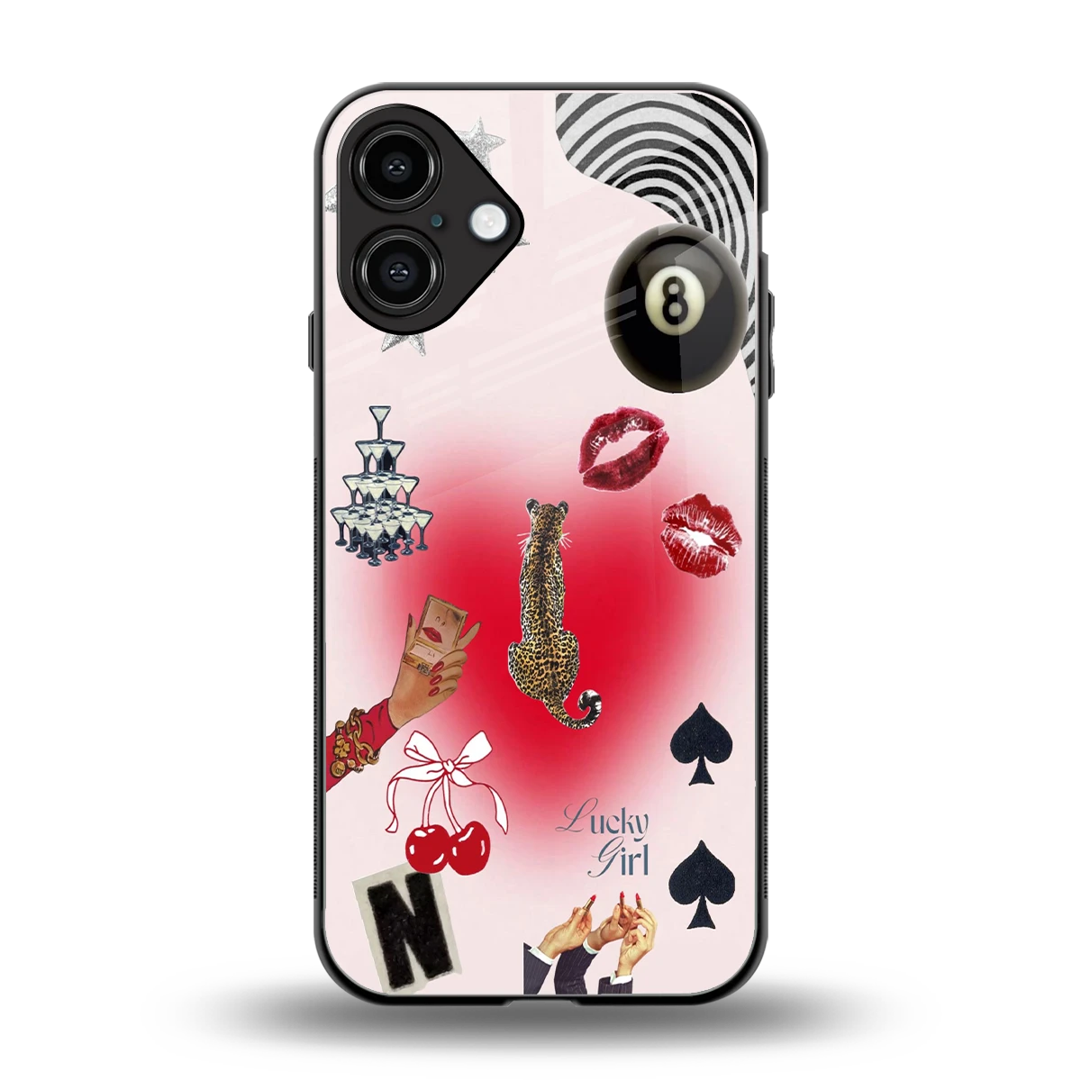 Lucky Charm back phone cover | glass case for iphone 16 plus