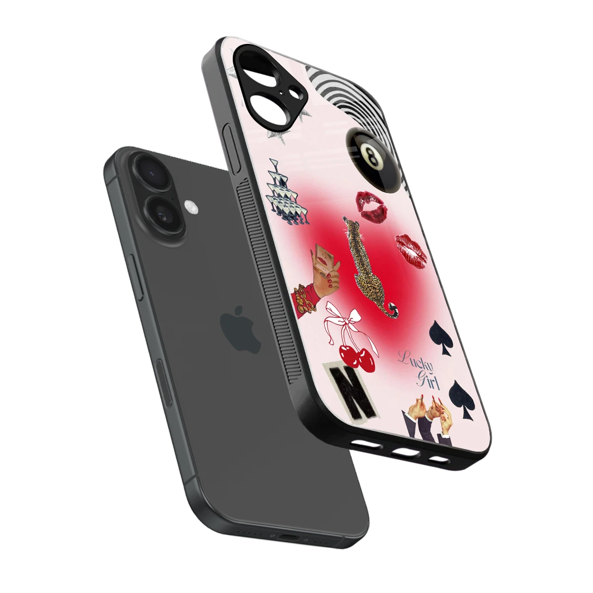 Lucky Charm sleek iPhone 16 cover with tempered glass back and TPU edges