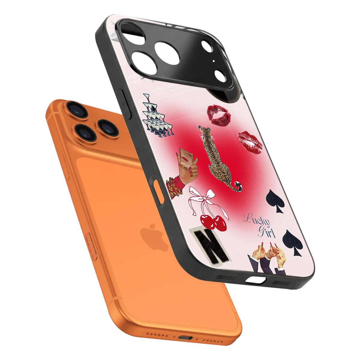 Lucky Charm sleek iphone 17 pro max cover with tempered glass back and TPU edges