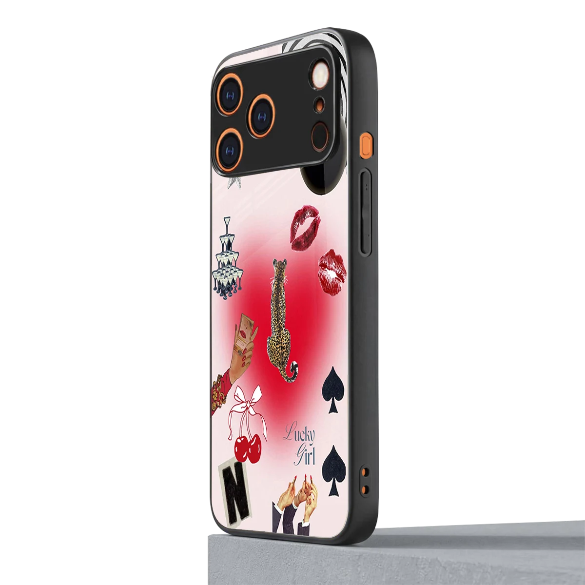 Lucky Charm iphone 17 pro max mobile cover | shockproof glass phone case