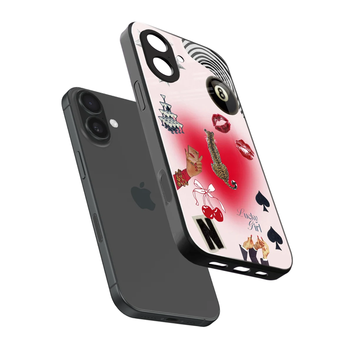 Lucky Charm sleek iphone 17 cover with tempered glass back and TPU edges