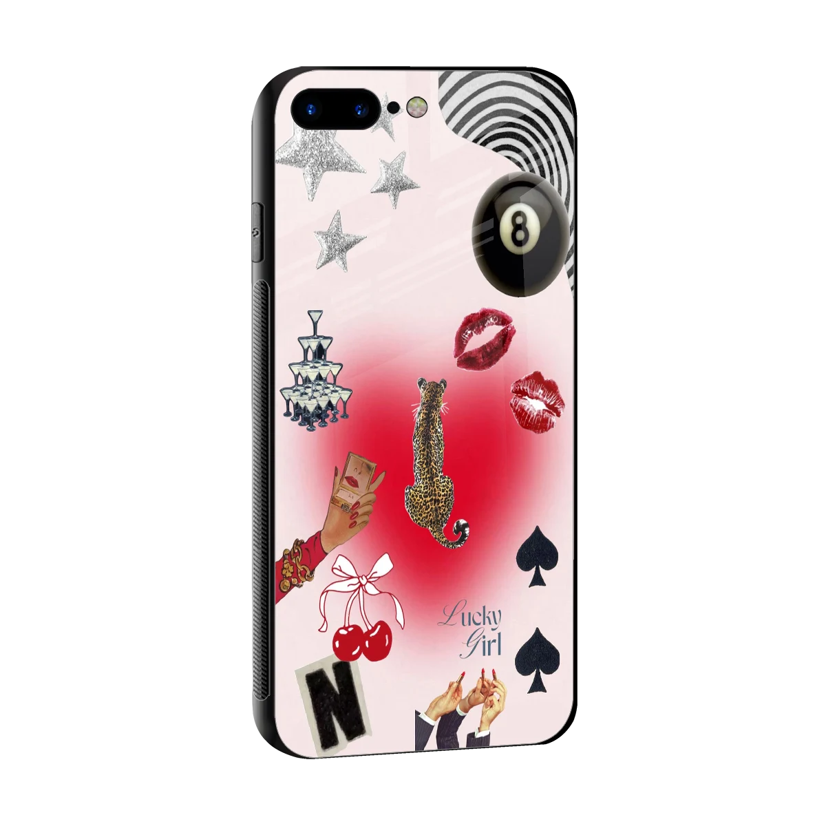 Lucky Charm sleek iphone 8 plus cover with tempered glass back and TPU edges